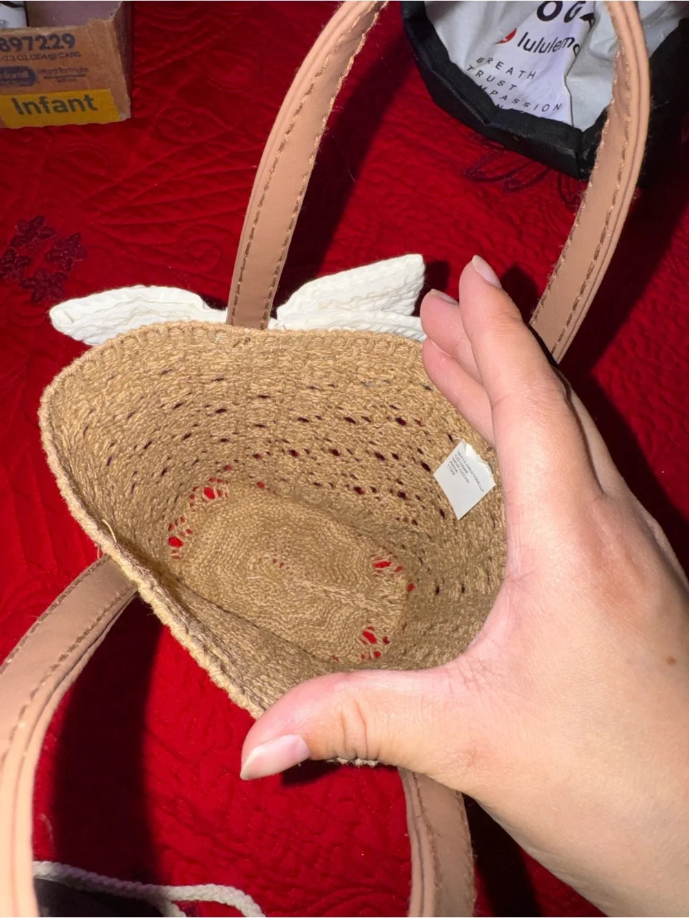 Kids Woven Mini Tote with Cream Bow Accent